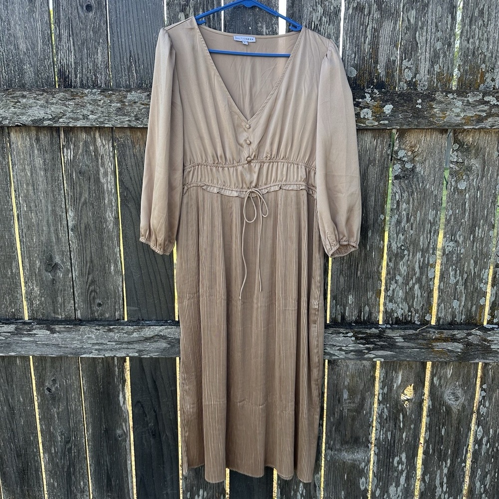 Baltic Born Gabriella champagne satin midi Dress - Size Large - Worn Once!